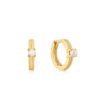 Ania Haie: Gouden Pearl Cabochon Huggie Hoop Oorbellen
