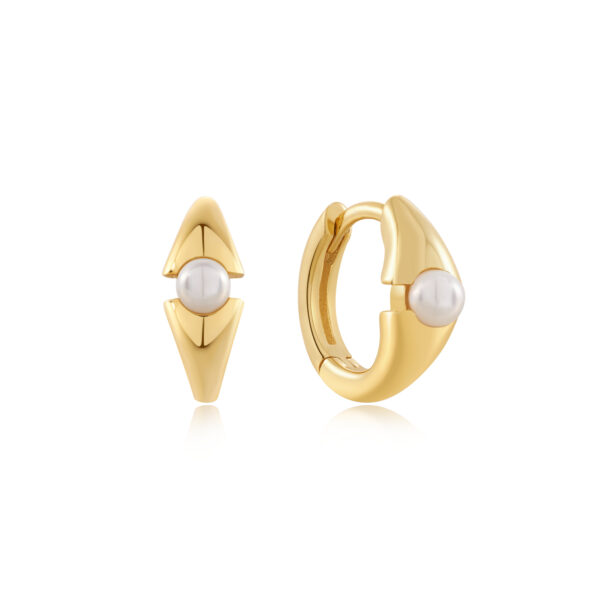 Ania Haie : Gold Pearl Geometric Oorbellen